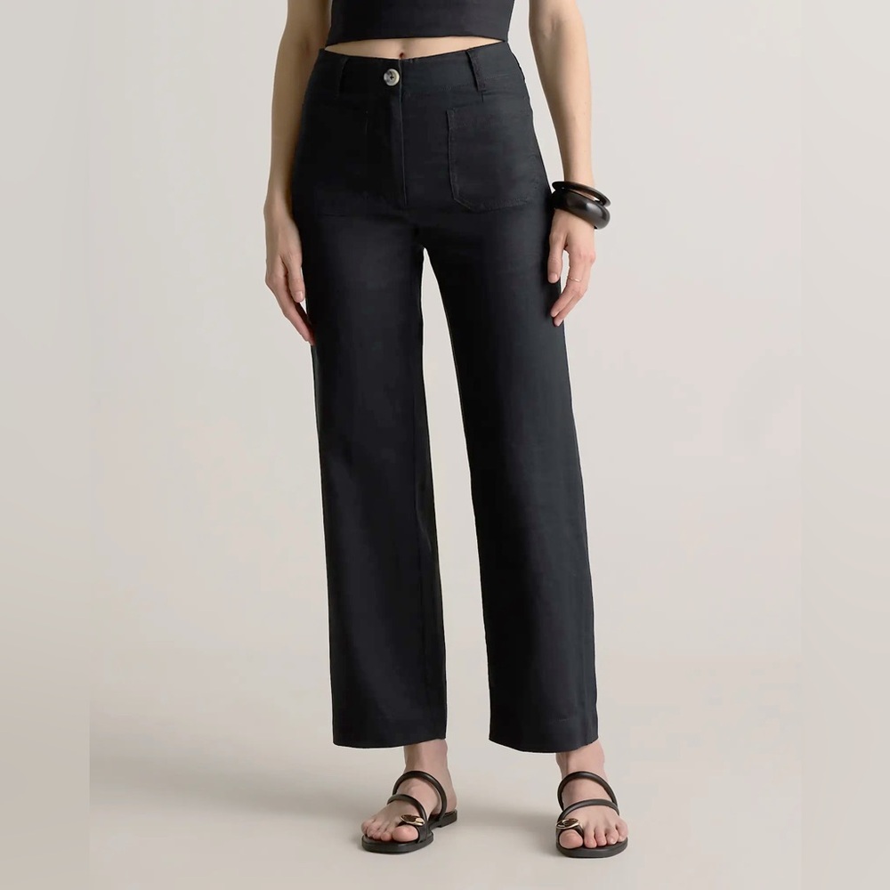 Quince 100% European Linen Black Wide Leg Pants